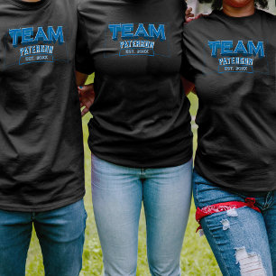 Black and Blue Family Crew Custom Sports Team Name T-Shirt