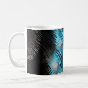 Black and blue feather coffee mug