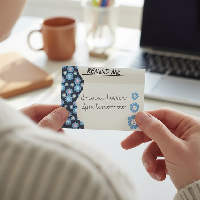 Black And Blue Flower Border Post-it Notes (Be cute, be original with a post it note that's all about you.)