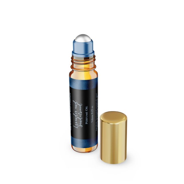 Black and Blue Foil Perfume Roller Bottle label (Creator Uploaded)