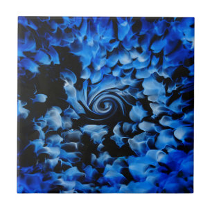 Black And Blue Glass Abstract  Ceramic Tile