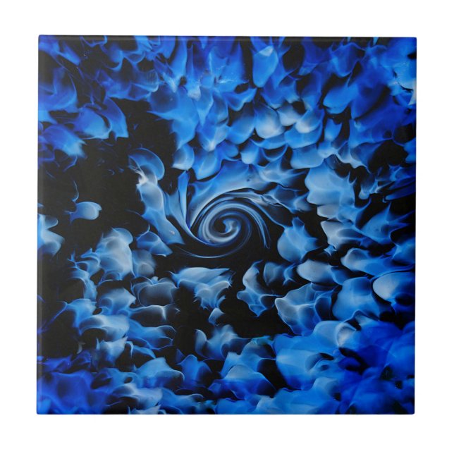 Black And Blue Glass Abstract  Ceramic Tile (Front)