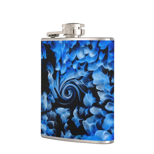 Black and Blue Glass Abstract Hip Flask (Left)