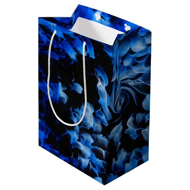 Black and Blue Glass Abstract Medium Gift Bag (Back Angled)