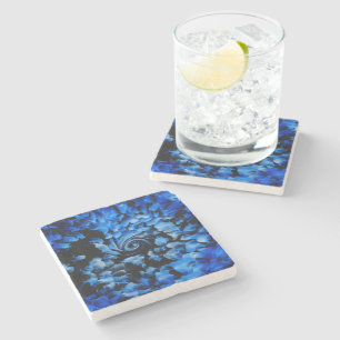 Black And Blue Glass Abstract Stone Coaster
