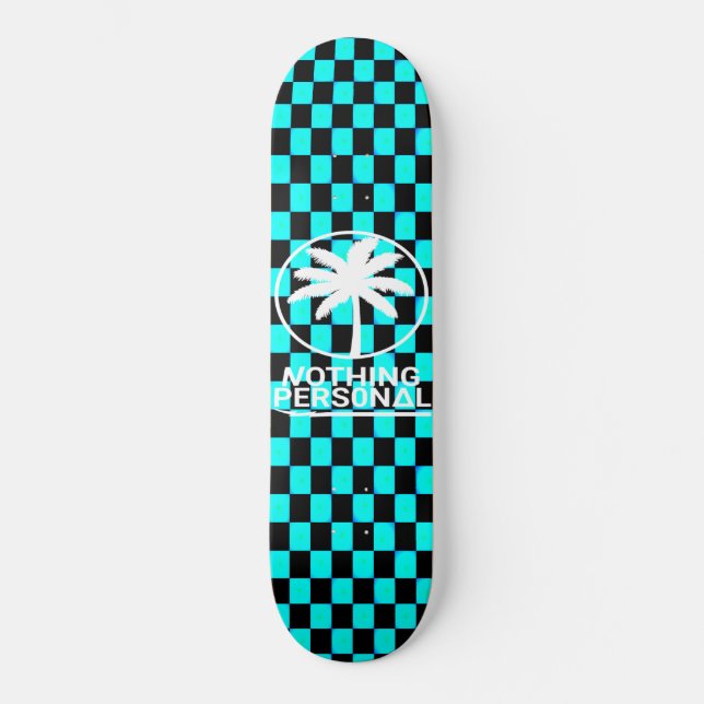 Black and Blue Gradient Chequered Skateboard (Front)