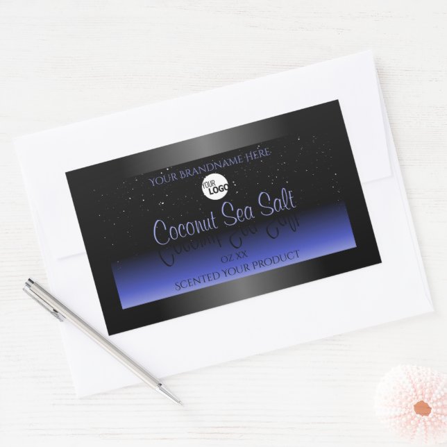 Black and Blue Gradient Product Label Glitter Logo (Envelope)