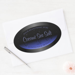 Black and Blue Gradient Product Label Soft Glitter