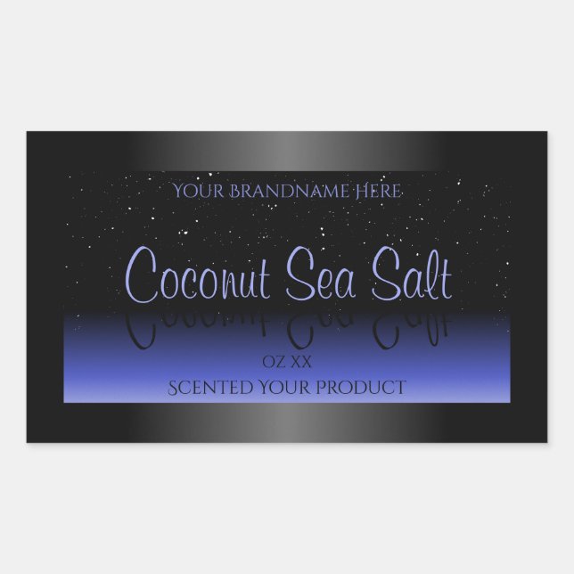 Black and Blue Gradient Product Label Soft Glitter (Front)