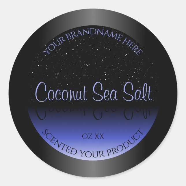 Black and Blue Gradient Product Label Soft Glitter (Front)