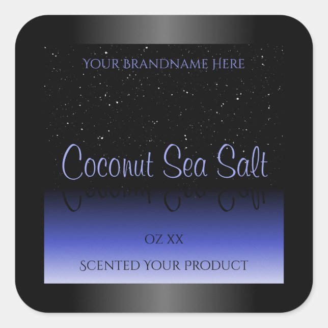 Black and Blue Gradient Product Label Soft Glitter (Front)