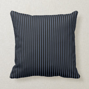 Black and Blue Grey Stripes Cushion