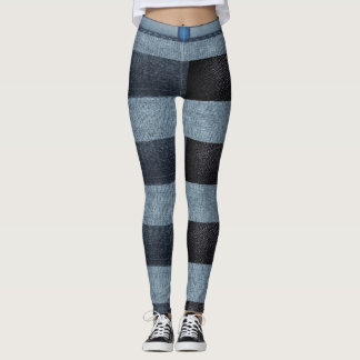 Black and blue grid Denim Leggings