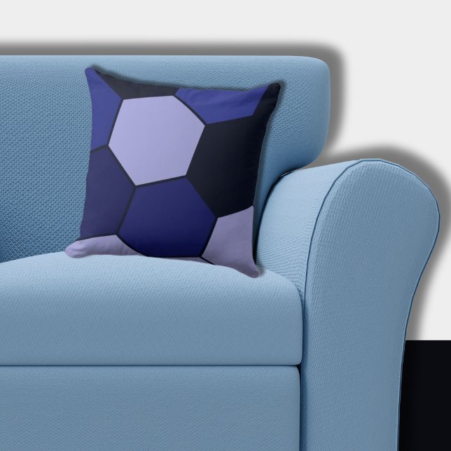 Black and Blue Hexagon Pattern Cushion (Blue to Dark Blue Hexagon Pattern)