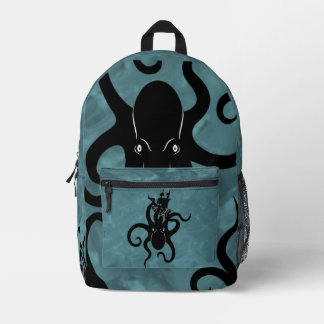 Black and Blue Kraken from the Deep Printed Backpack