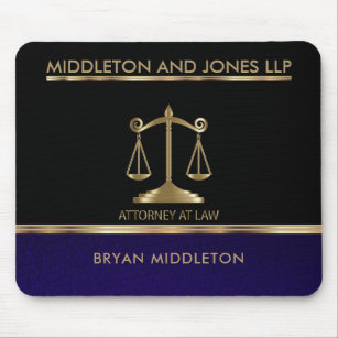 Black and Blue Leather Law Firm Designs Mouse Pad