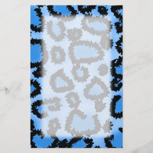 Black and Blue Leopard Print Pattern. Stationery