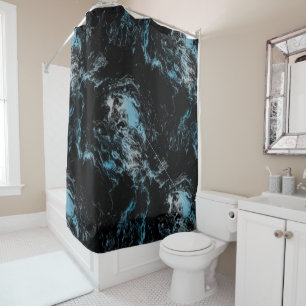 black and blue Marble abstract Shower Curtain