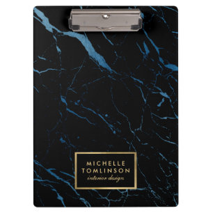 Black and Blue Marble Designer Personalised Clipboard