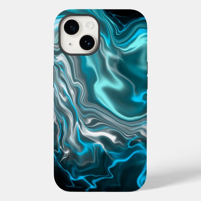 Black and Blue Marble Fluid Art  Case-Mate iPhone Case (Back)