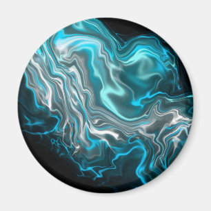 Black and Blue Marble Fluid Art Magnet