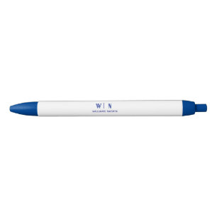 Black and Blue Minimalist Modern Monogram Pen