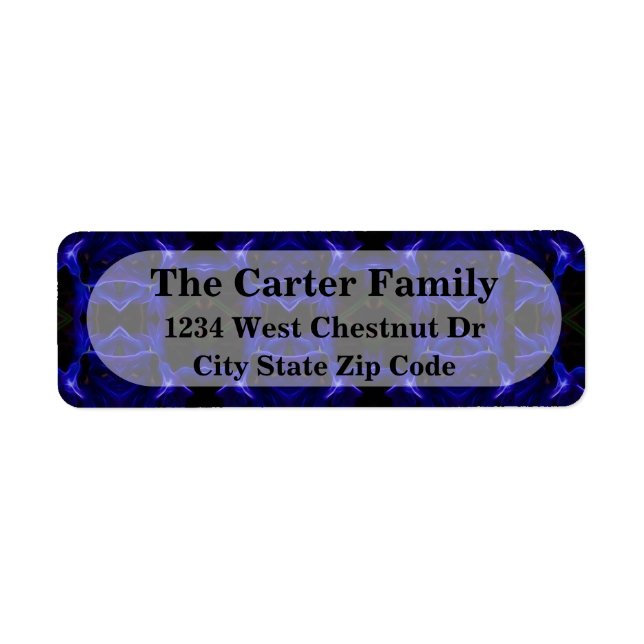 Black and Blue office address return label (Front)