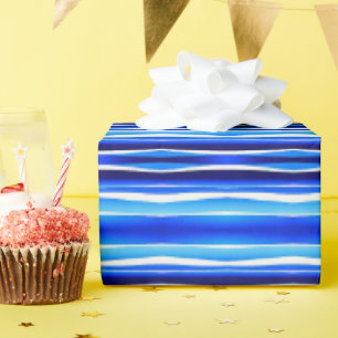 Black and Blue Painted Stripes Wrapping Paper