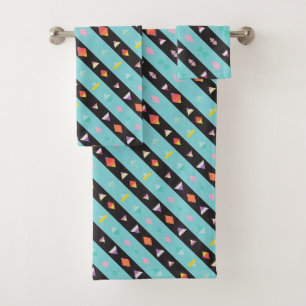Black and blue Pattern mix Bath Towel Set