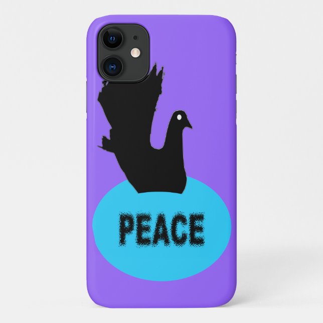 Black and Blue Peace Dove iPhone 3 Case (Back)