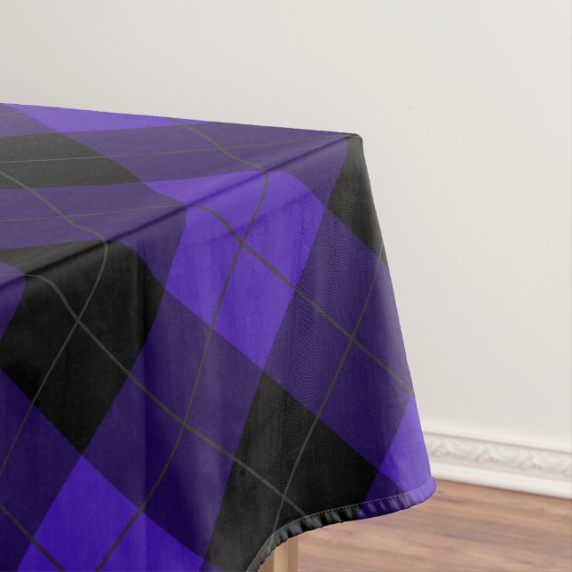 Black and Blue Plaid ablecloth Tablecloth (In Situ)