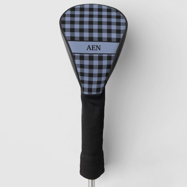 Black and Blue Plaid, Buffalo Plaid, Lumberjack  Golf Head Cover (Front)