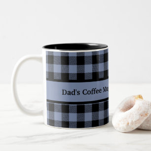 Black and Blue Plaid, Buffalo Plaid, Lumberjack  Two-Tone Coffee Mug