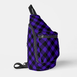 Black and Blue Plaid Checked Sling Bag