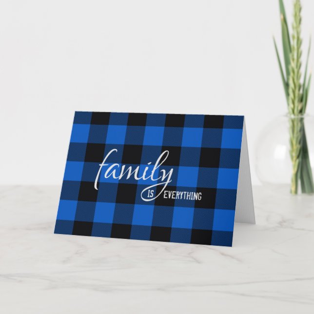 Black and Blue Plaid Step Brother Birthday   Card (Front)