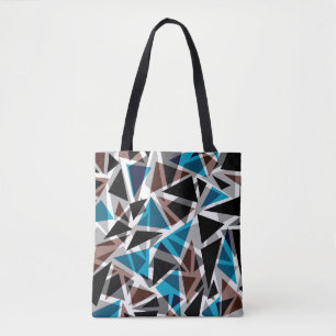 Black and Blue, Polygonal, Abstract, Geometric Tote Bag