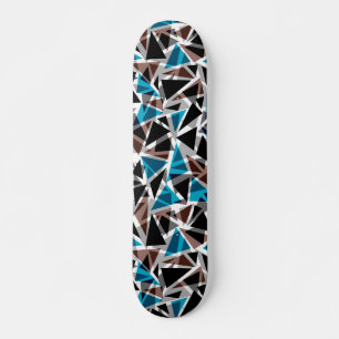 Black and Blue, Polygonal, Abstract Skateboard