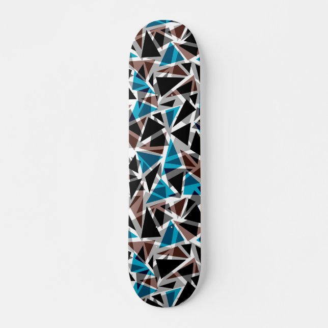 Black and Blue, Polygonal, Abstract Skateboard (Front)