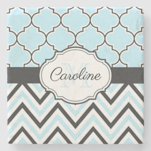Black and Blue Quaterefoil Stone Coaster