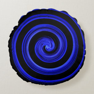 Black and blue round cushion