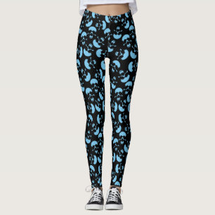 Black and Blue Skull Pattern Leggings