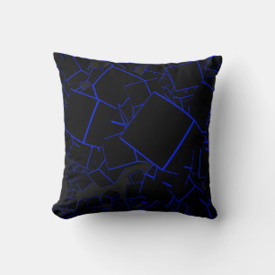 Black and Blue Squared Cracks Cushion