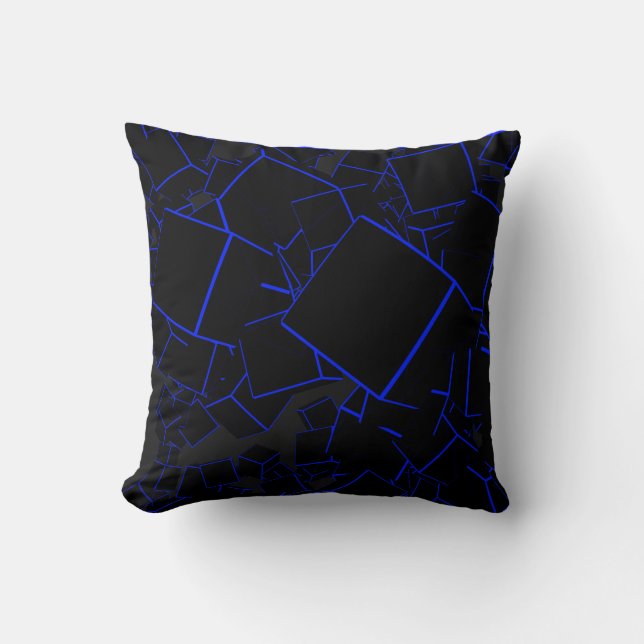 Black and Blue Squared Cracks Cushion (Front)