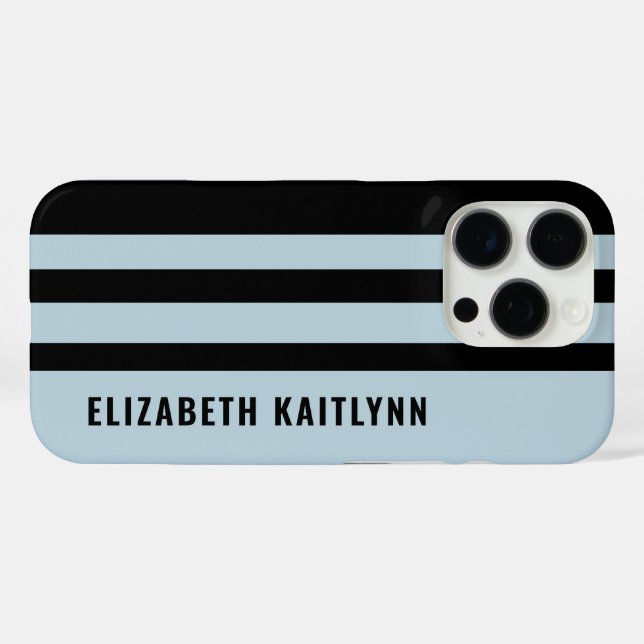 Black and Blue Stripes Pattern Personalised  Case-Mate iPhone Case (Back (Horizontal))