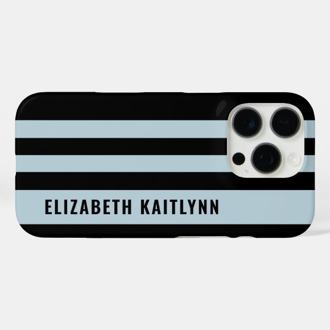 Black and Blue Stripes Pattern Personalised  Case-Mate iPhone Case (Back (Horizontal))
