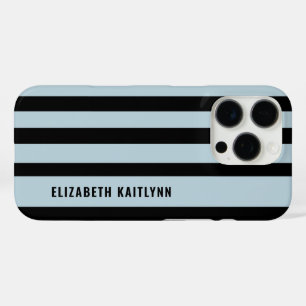 Black and Blue Stripes Pattern Personalised  iPhone 16 Pro Case