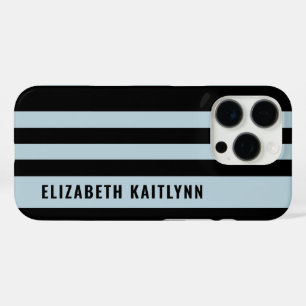 Black and Blue Stripes Pattern Personalised  iPhone 16 Pro Case