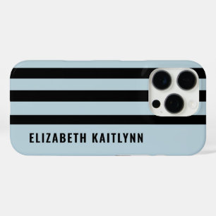 Black and Blue Stripes Pattern Personalised  iPhone 16 Pro Case