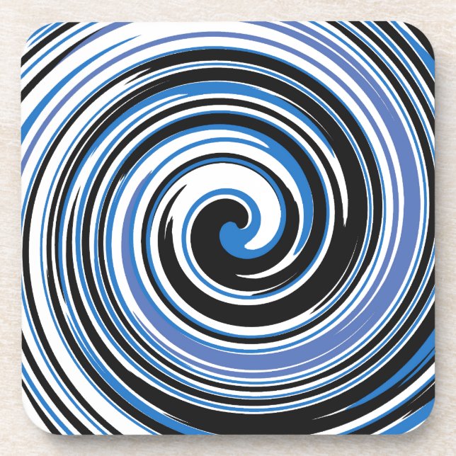 Black and blue swirl pattern coaster (Front)