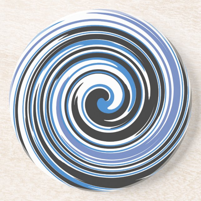 Black and blue swirl pattern coaster (Front)